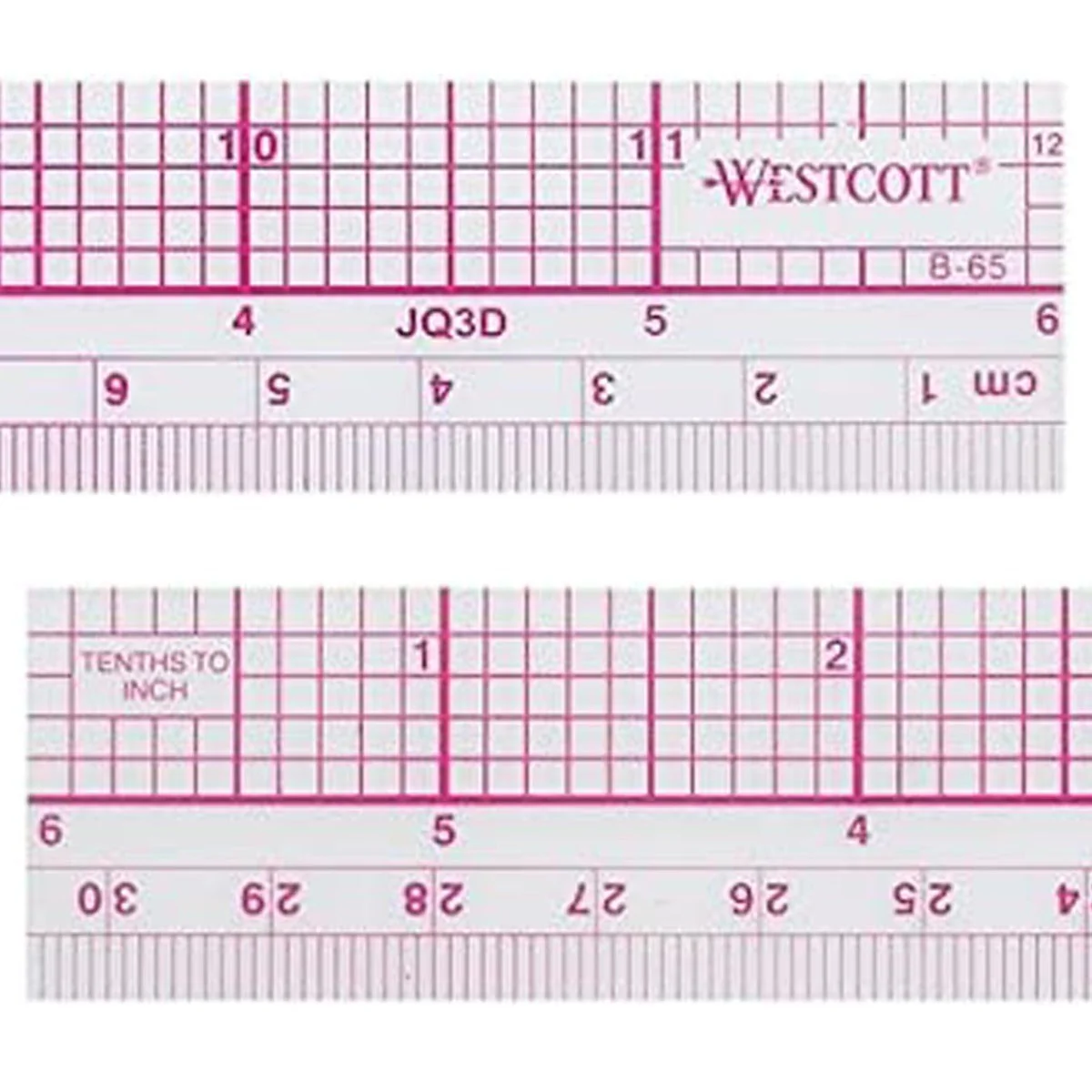 Westcott 10ths/Metric Beveled Ruler, 12-Inch/30cm (B-65) - Image 4