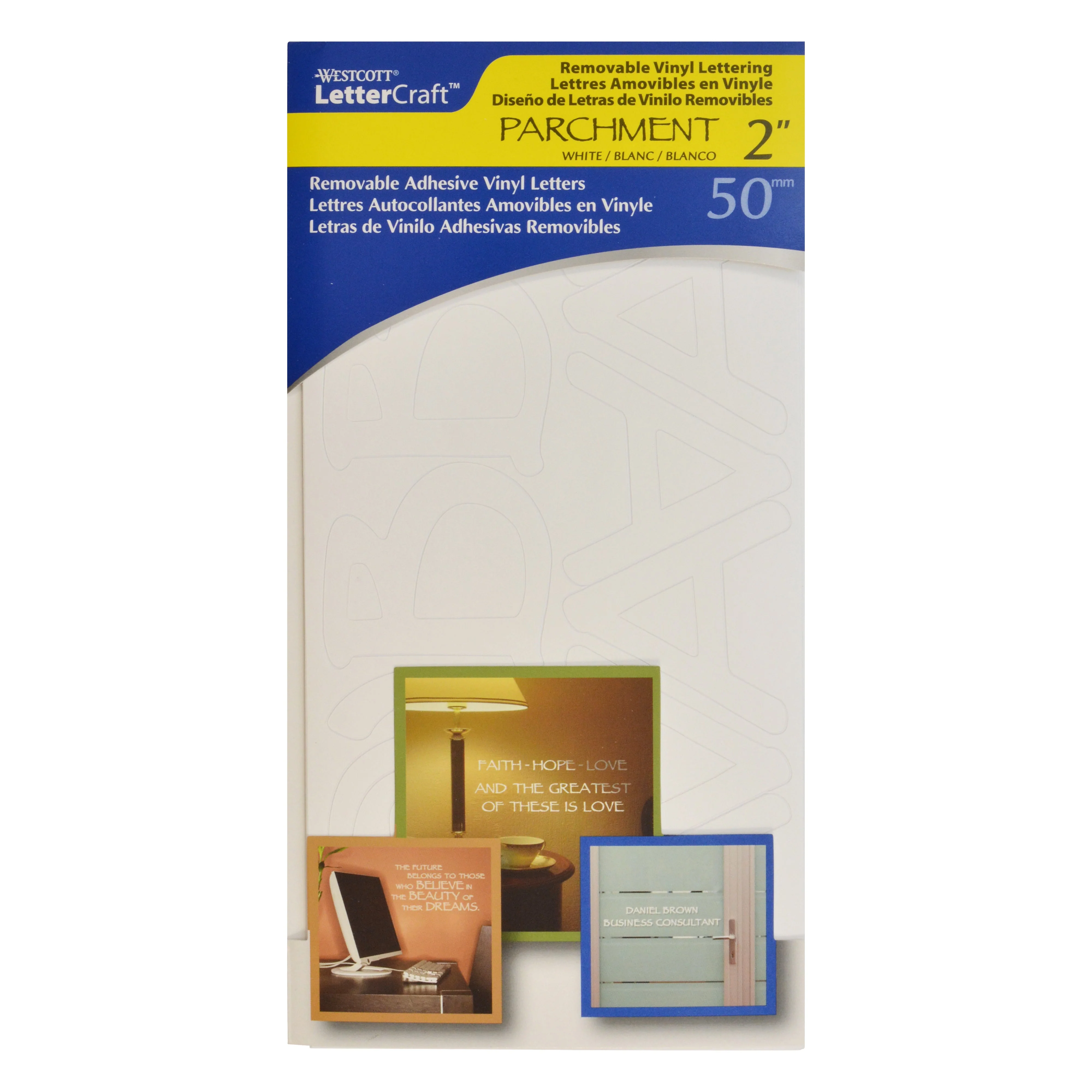 Westcott 2" LetterCraft Removable Vinyl Lettering, Parchment, White (15823)