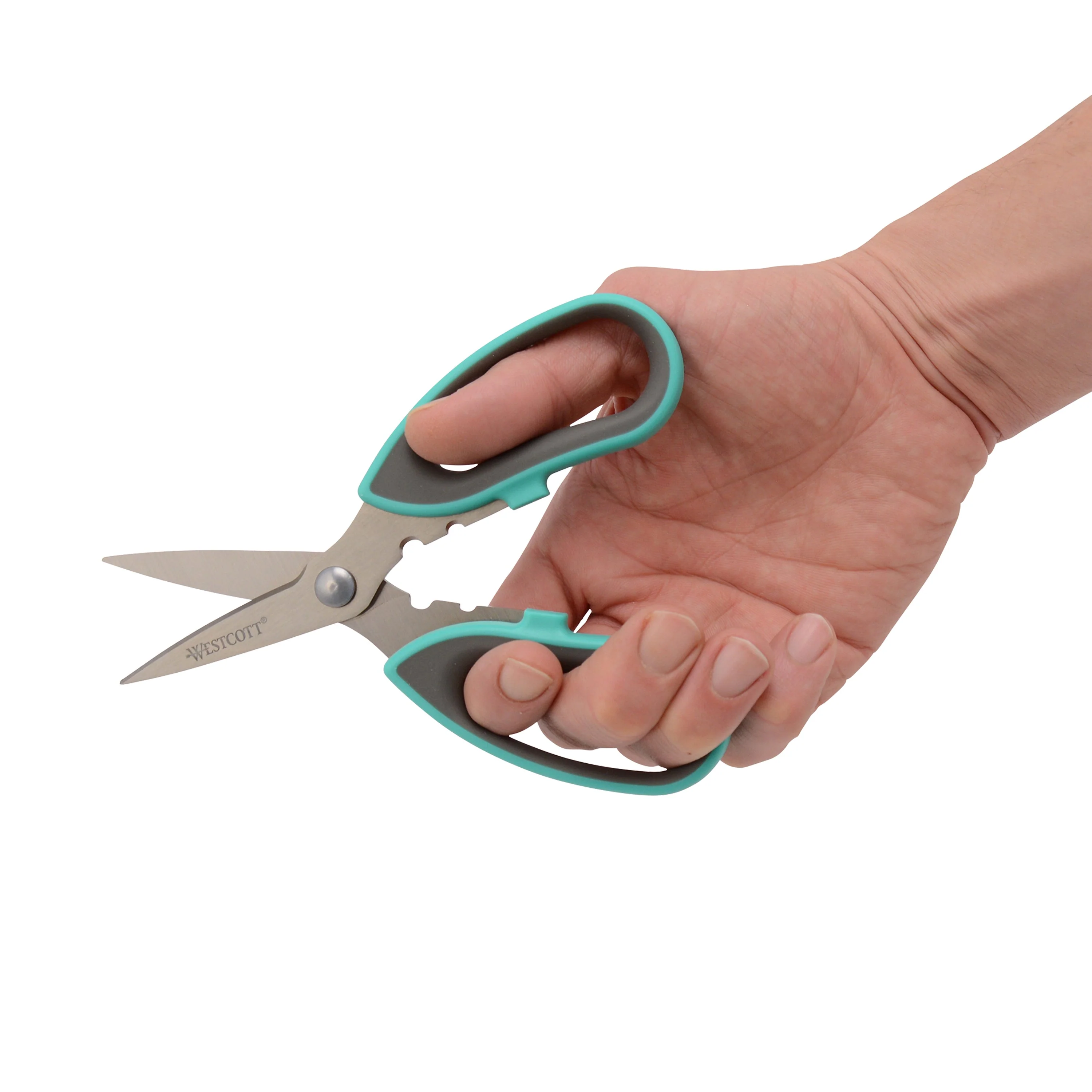 Westcott 6.5" Titanium Bonded Soft Handle Kitchen Shears for Herbs, Teal (00829) - Image 4