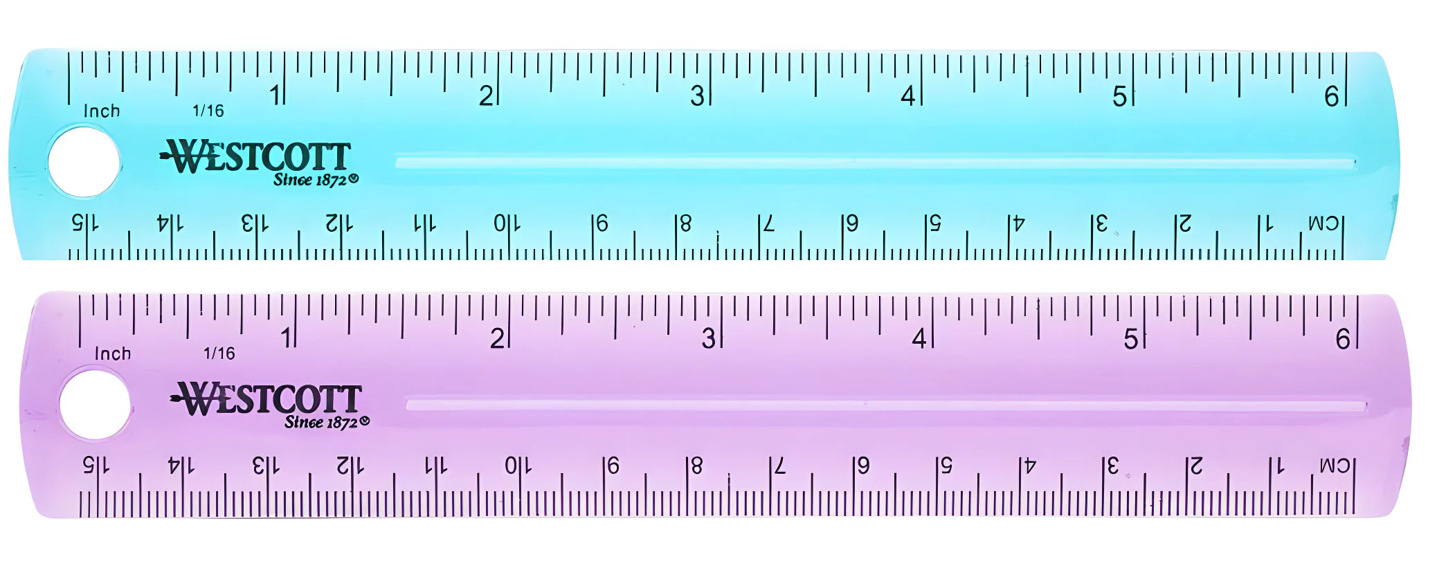 Westcott 6" Plastic Ruler, Assorted Colors (2 pack) (00414)