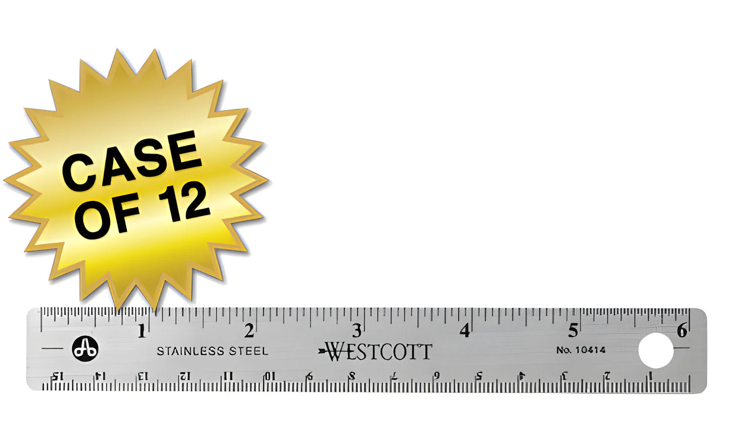 Westcott Stainless Steel 6" Office Ruler With Non Slip Cork Base (10414) - Image 10