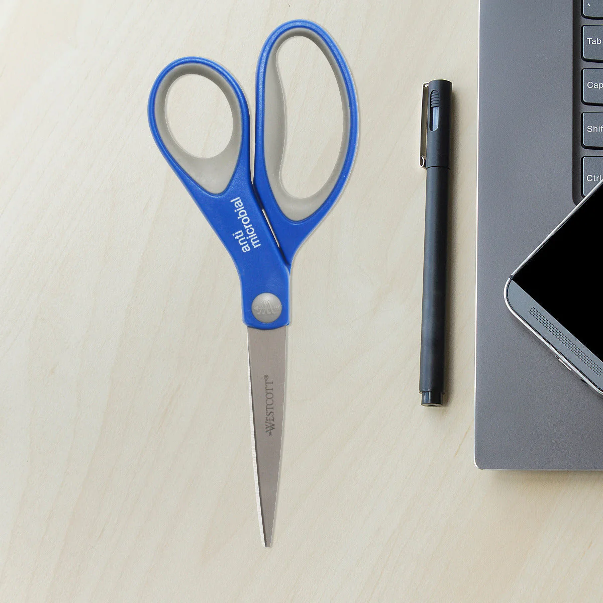 Westcott 8" Straight Soft Handle Anti-microbial Scissors (17930) - Image 7