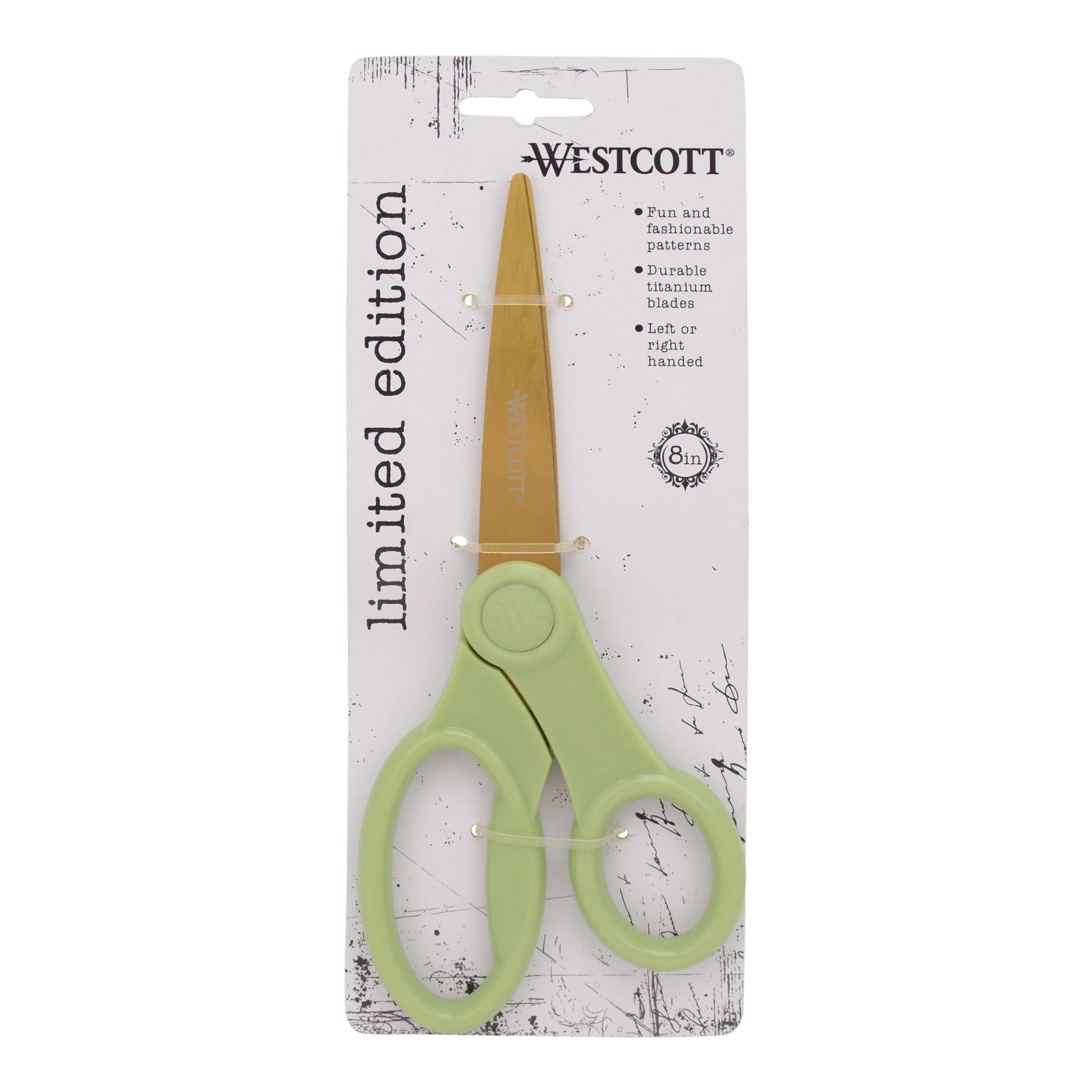 Westcott 8" Titanium Fashion Scissors with Gold Blades and Sage Green Handle (01006-Parent) - Image 6