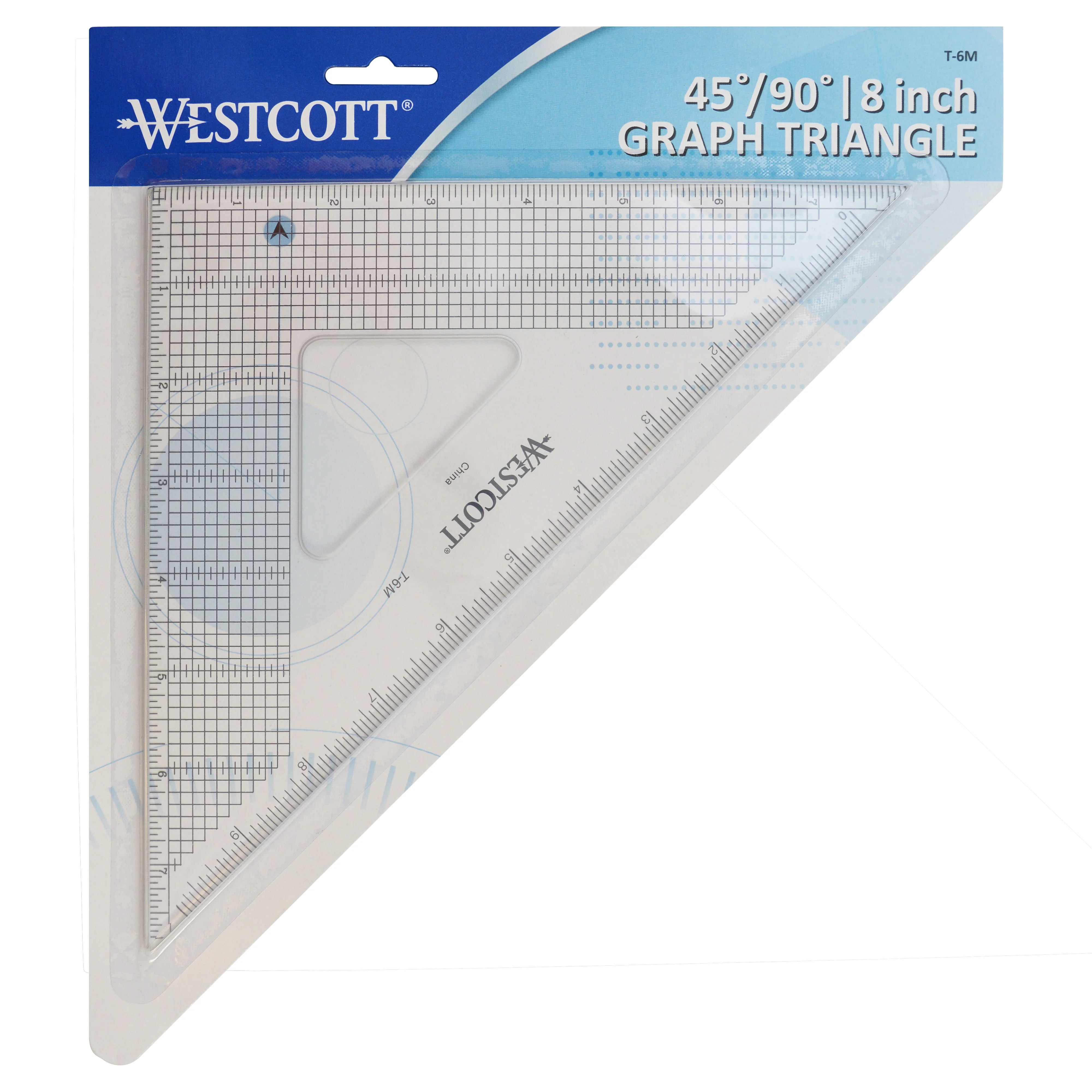 Westcott Grid Triangle, 8", 45/90 Degree, Transparent (T-6M) - Image 3
