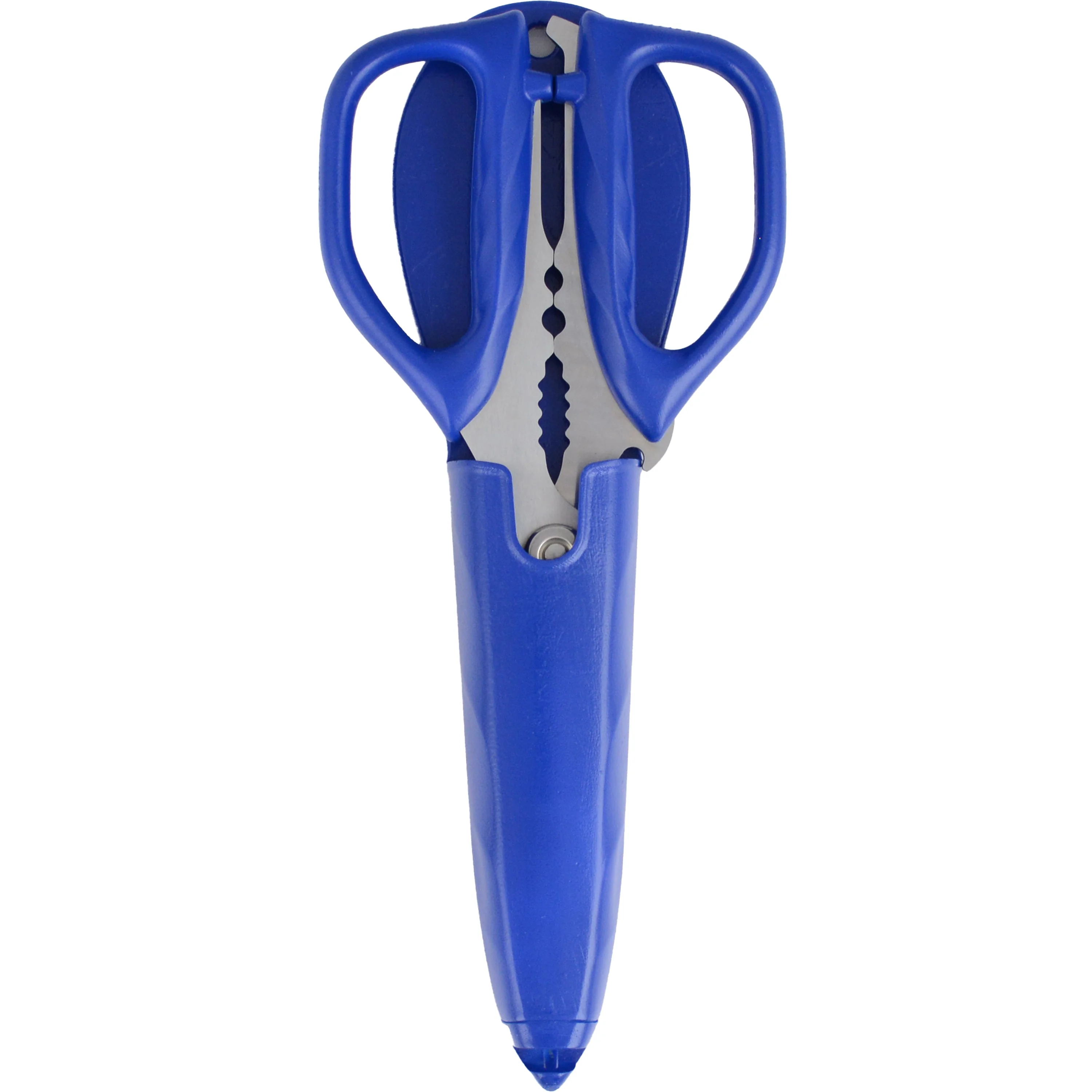 Westcott Kitchen Shear with detachable handles includes Sheath with built in Ceramic Sharpener, Blue (00861)