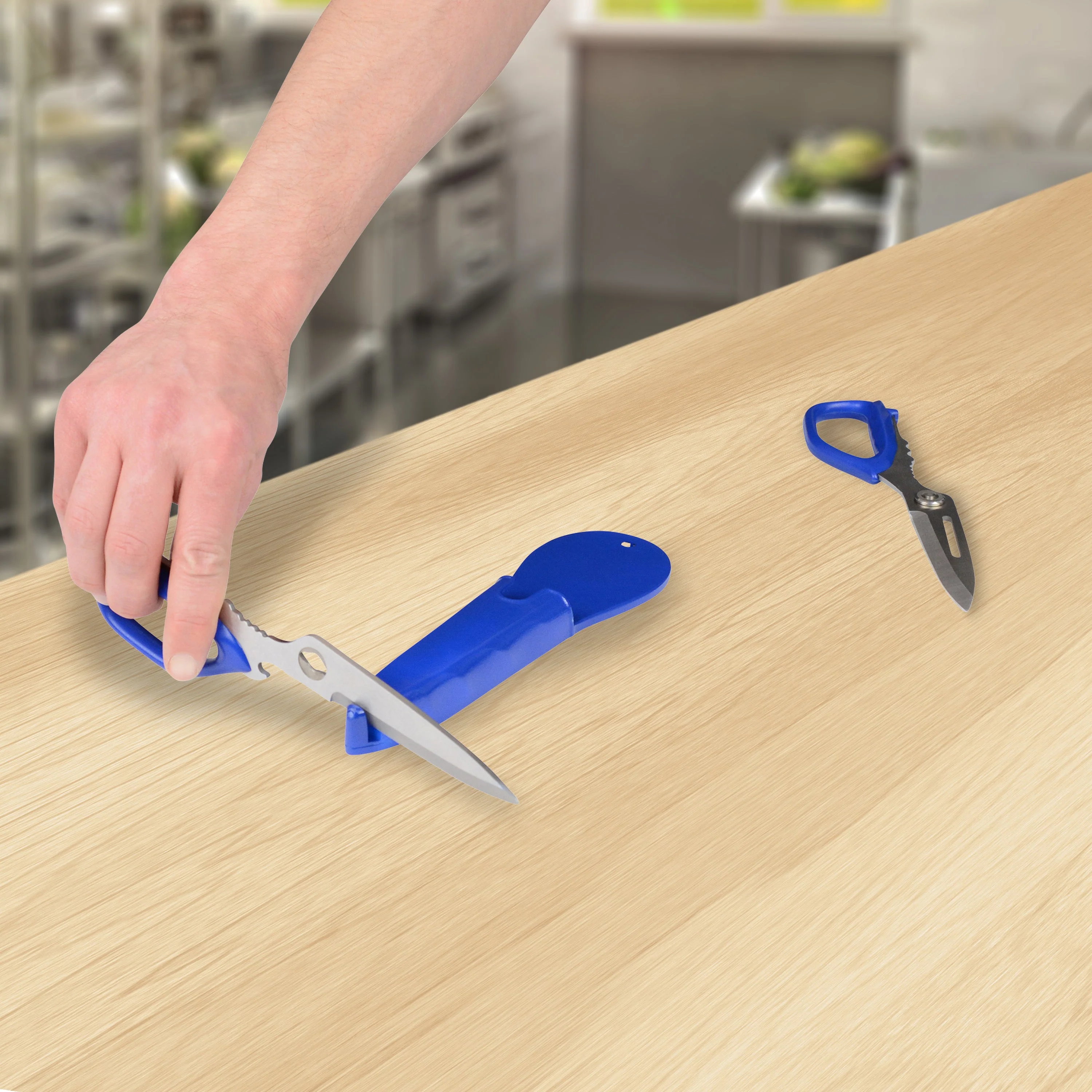 Westcott Kitchen Shear with detachable handles includes Sheath with built in Ceramic Sharpener, Blue (00861) - Image 2