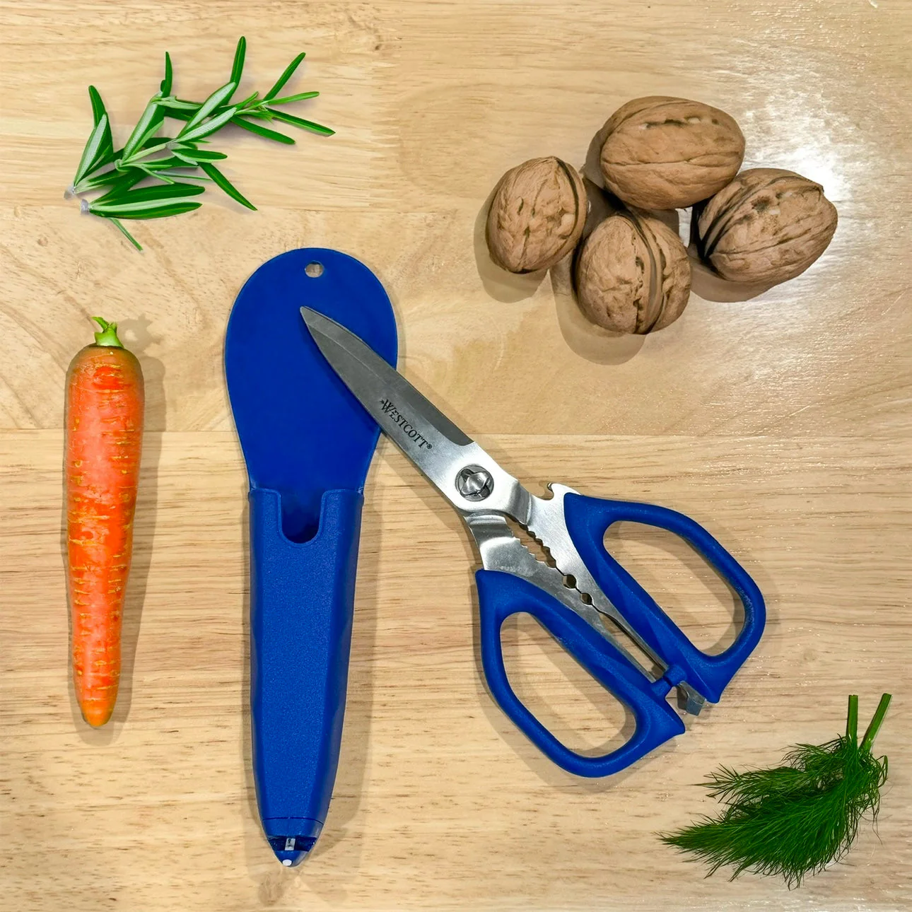Westcott Kitchen Shear with detachable handles includes Sheath with built in Ceramic Sharpener, Blue (00861) - Image 5