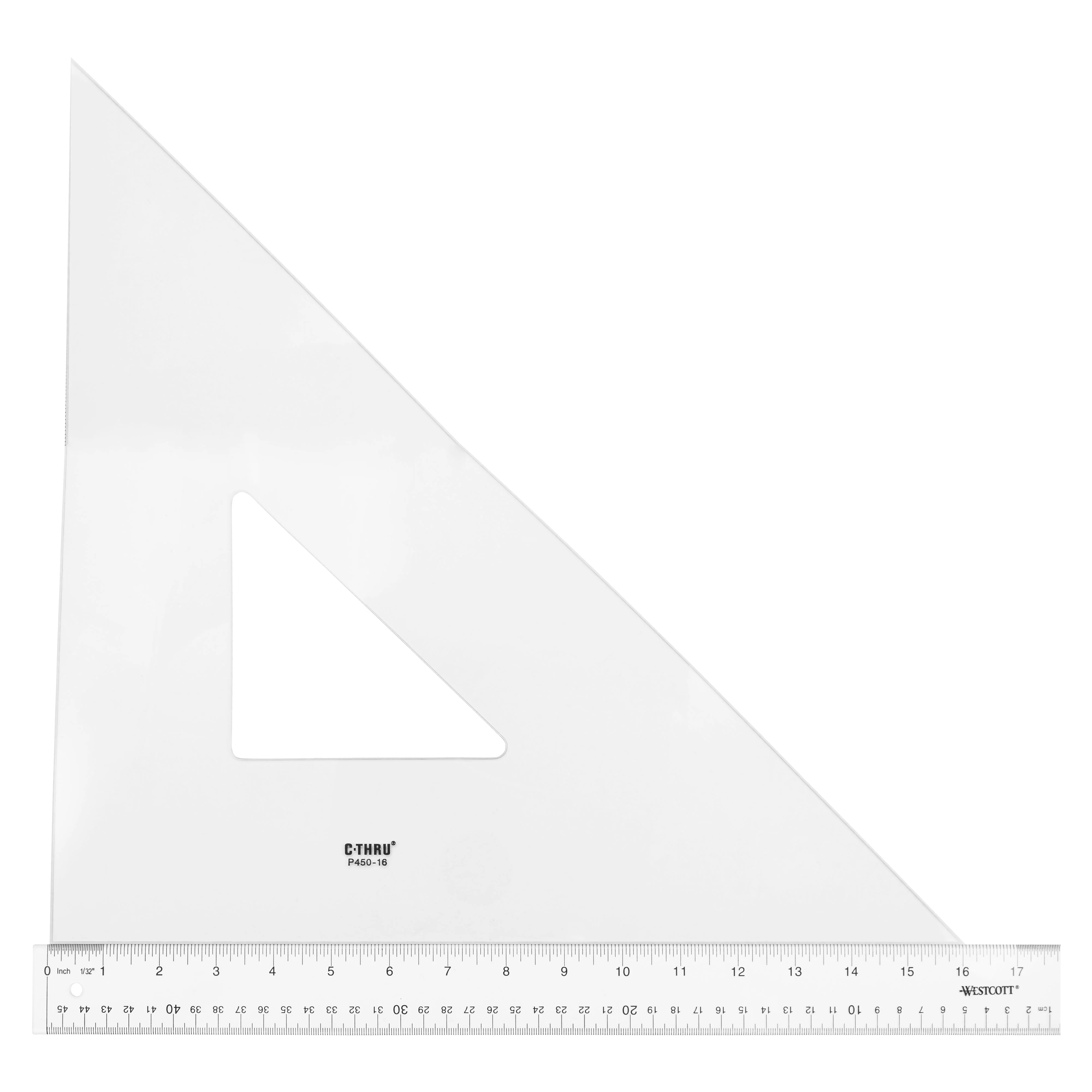 Westcott Professional Triangle, 16", 45/90 Degree, Transparent (P450-16)
